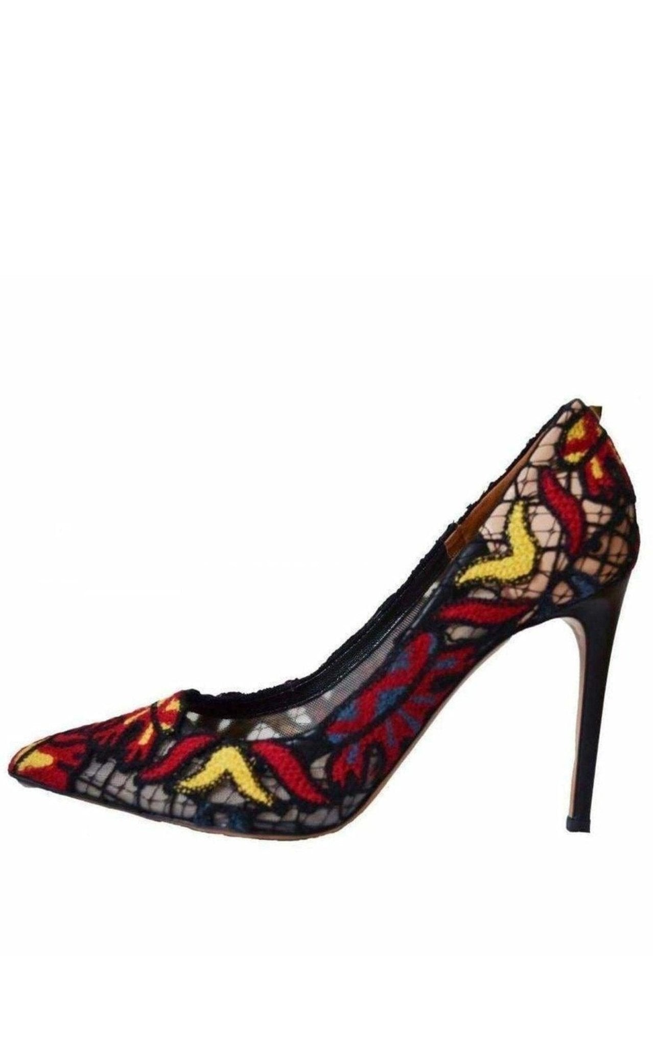 Valentino Embroidered Lace over Leather Pumps - Runway Catalog