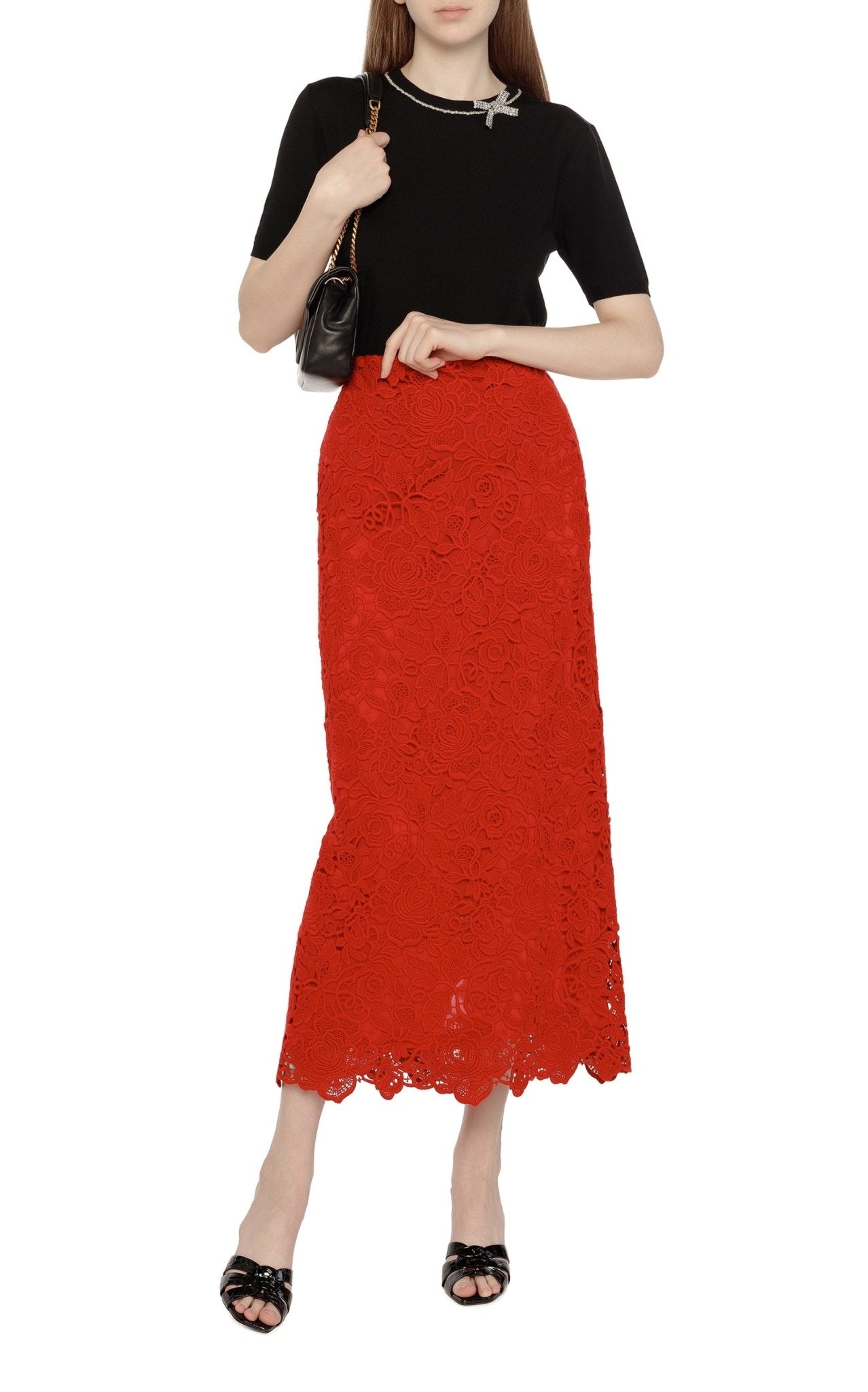 Valentino Floral Guipure Lace Pencil Skirt - Runway Catalog