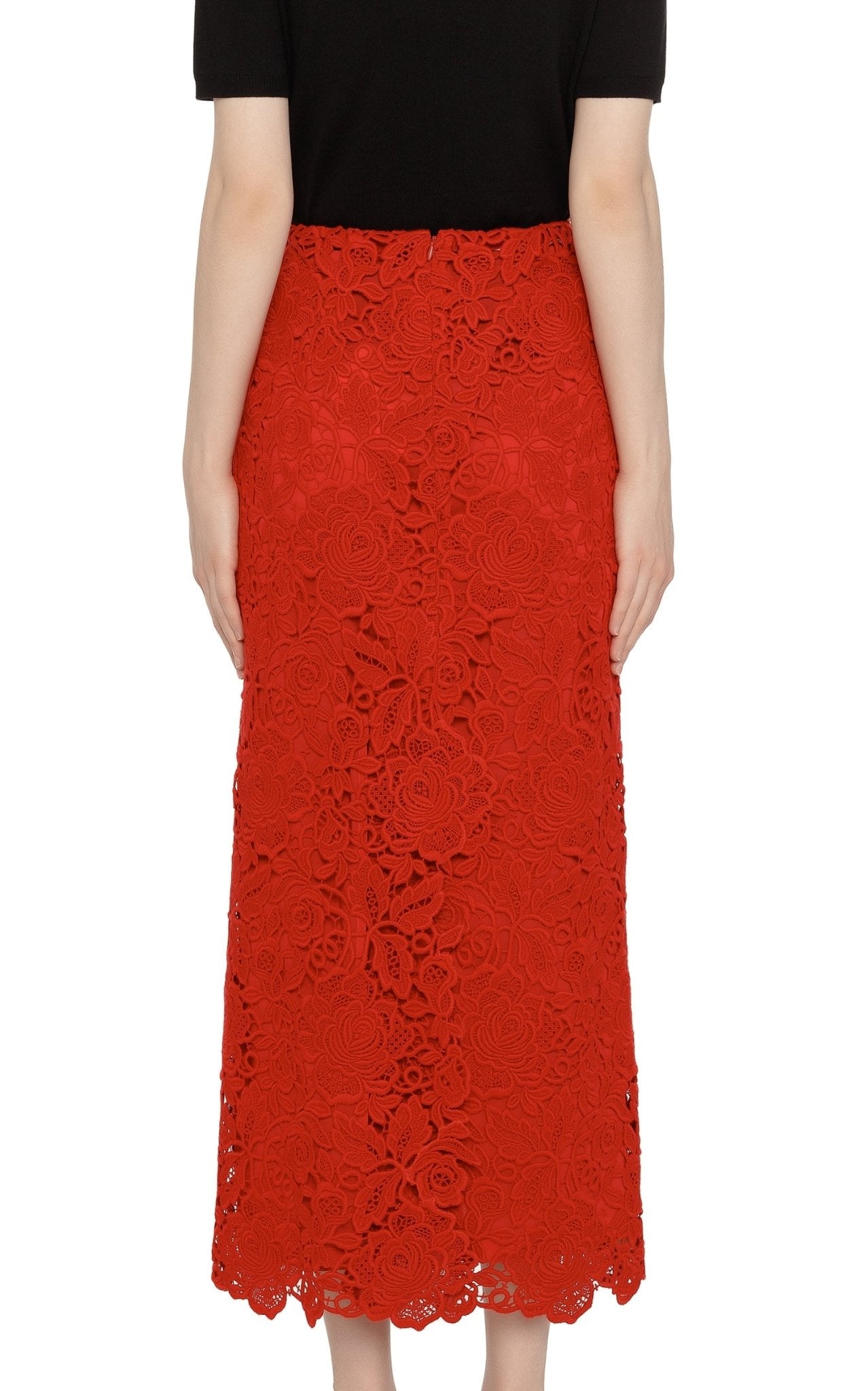 Valentino Floral Guipure Lace Pencil Skirt - Runway Catalog
