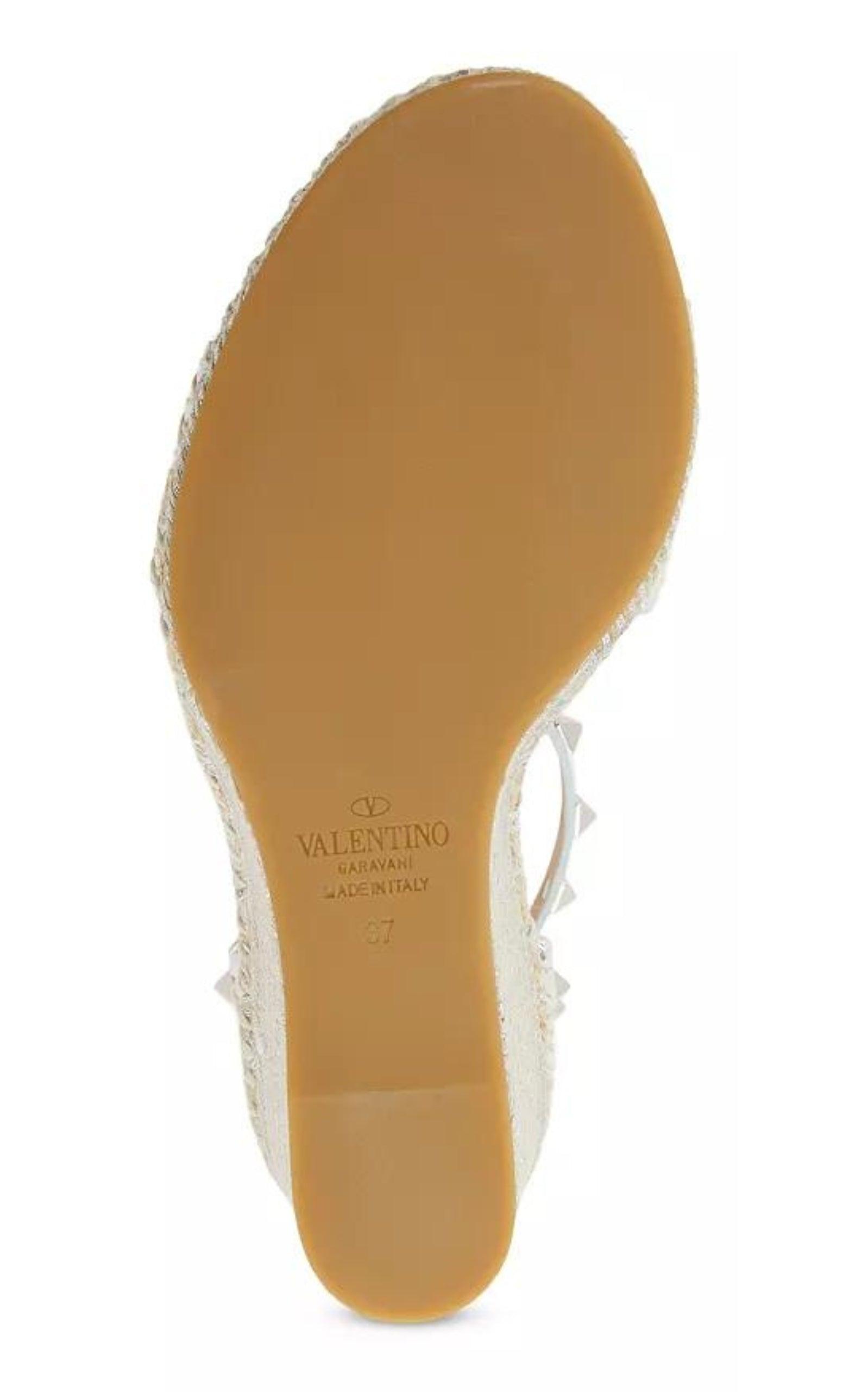 Valentino Garavani Rockstud Metallic Wedge Sandals - Runway Catalog