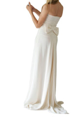 Ivory Bow-Back Strapless Silk Gown Valentino