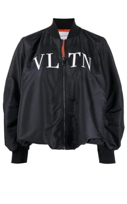 Ruched Printed Shell Bomber Jacket Valentino