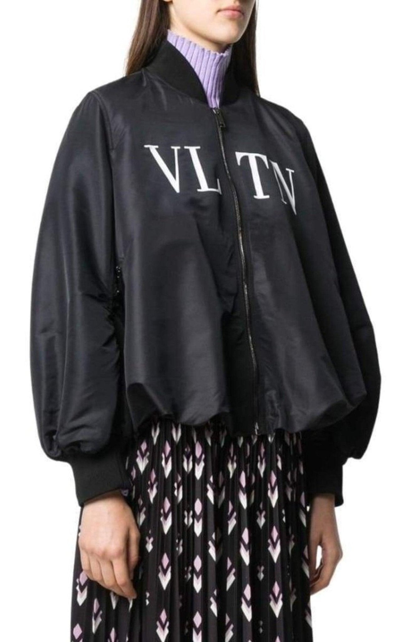 Valentino Ruched Printed Shell Bomber Jacket - Runway Catalog