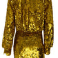 Sequin Tulle Mini Dress In Gold Valentino