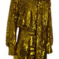 Sequin Tulle Mini Dress In Gold Valentino