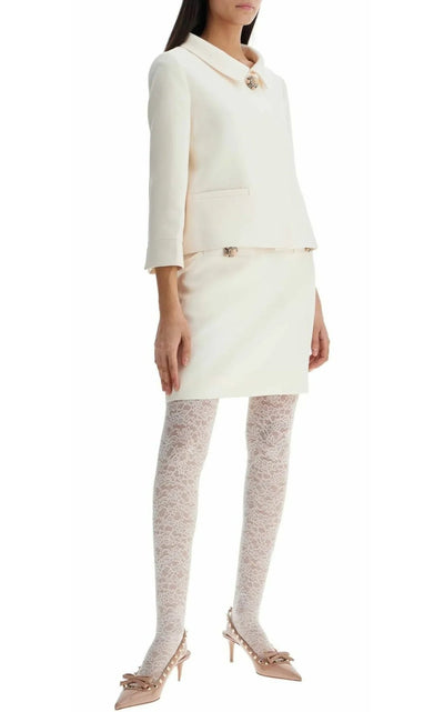 Valentino White 'Chez Valentino' Lace Tights - Runway Catalog