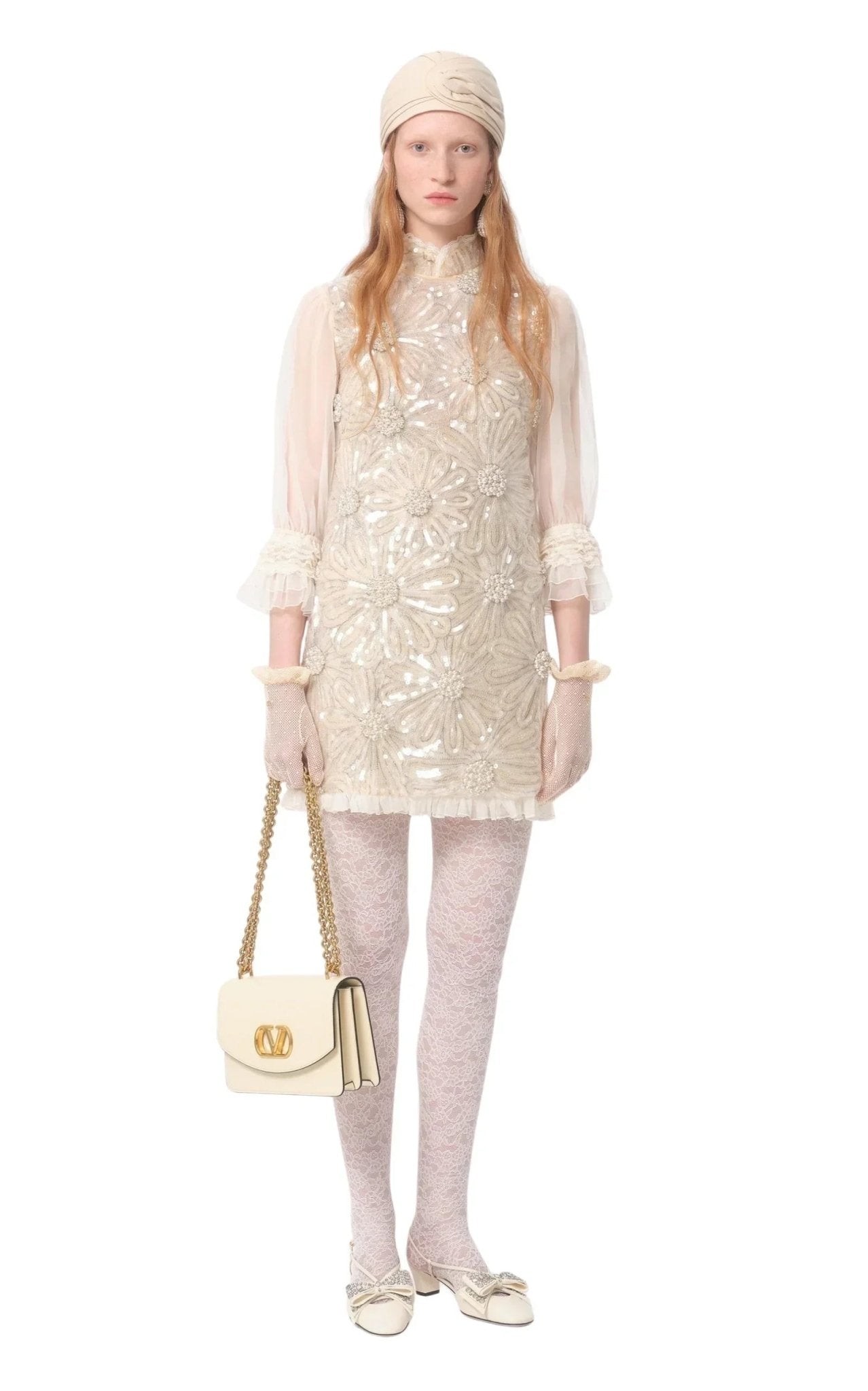 Valentino White 'Chez Valentino' Lace Tights - Runway Catalog