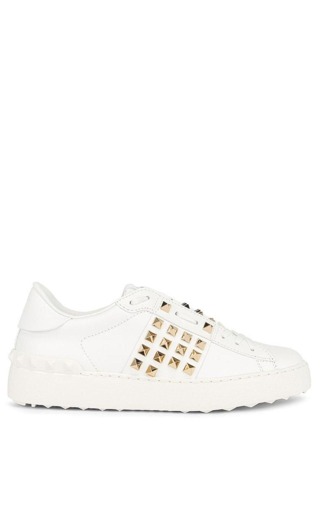 Valentino White Leather Rockstud Sneakers - Runway Catalog