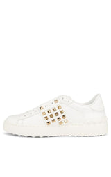 White Leather Rockstud Sneakers Valentino