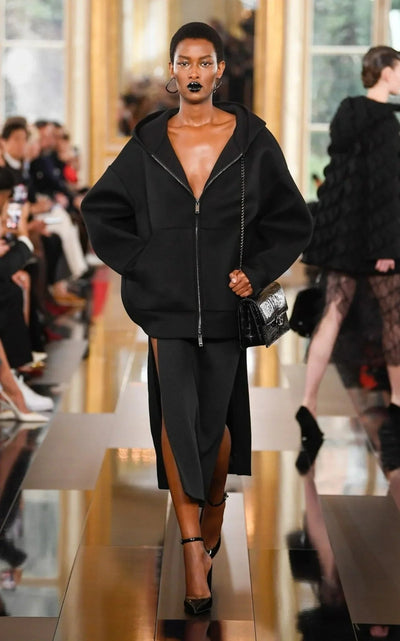 Valentino Zip - Up Drop Shoulder Hoodie Jacket - Runway Catalog
