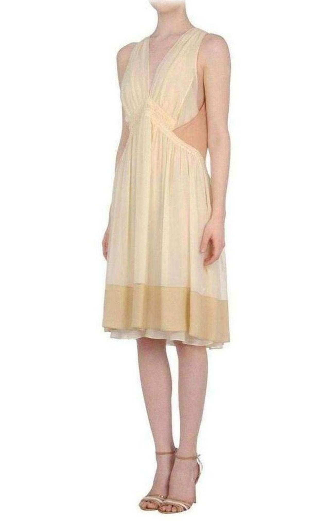 Vanessa Bruno Beige Color Blocked Silk Dress - Runway Catalog
