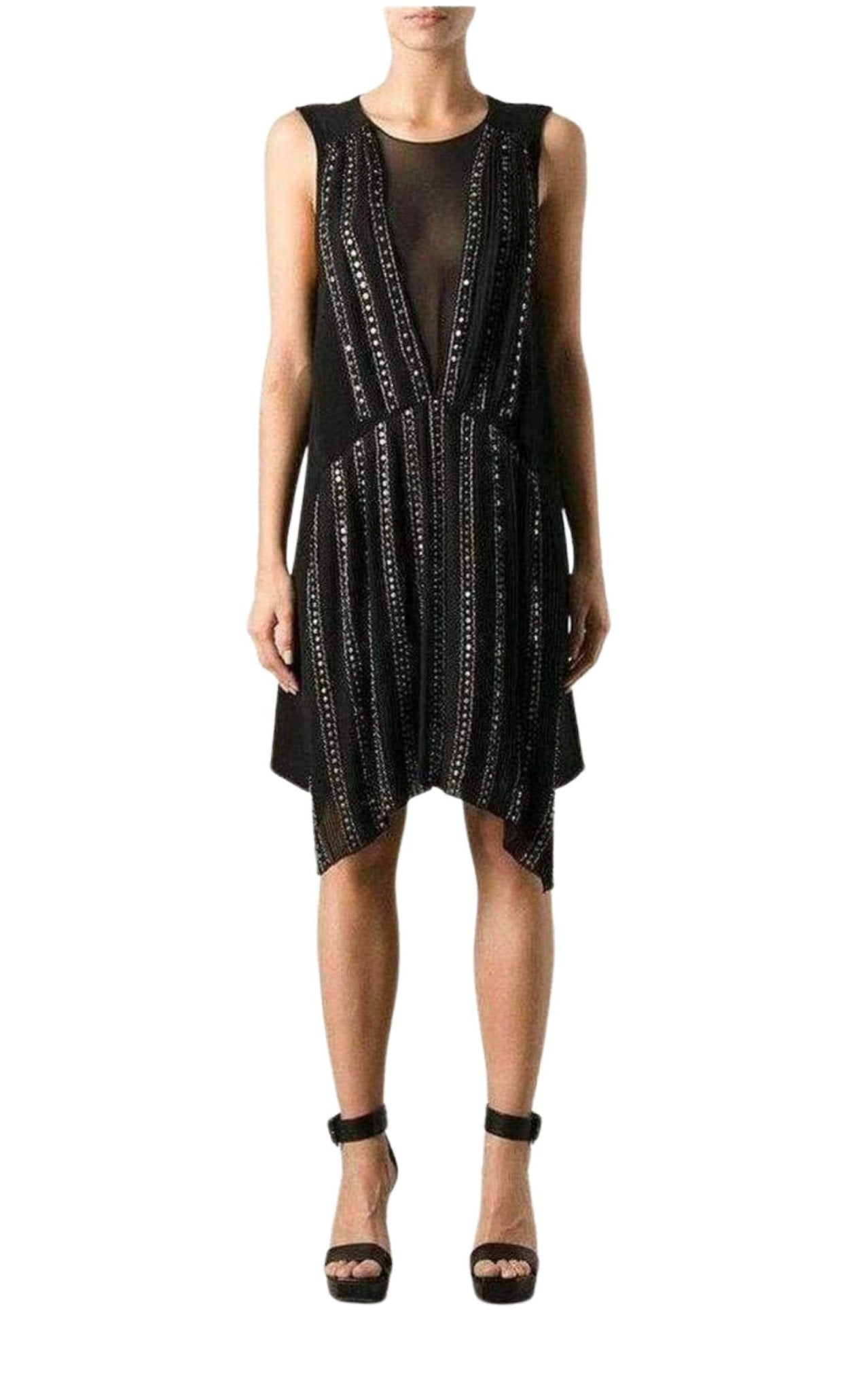 Vanessa Bruno Black Embellished Silk Cocktail Dress - Runway Catalog