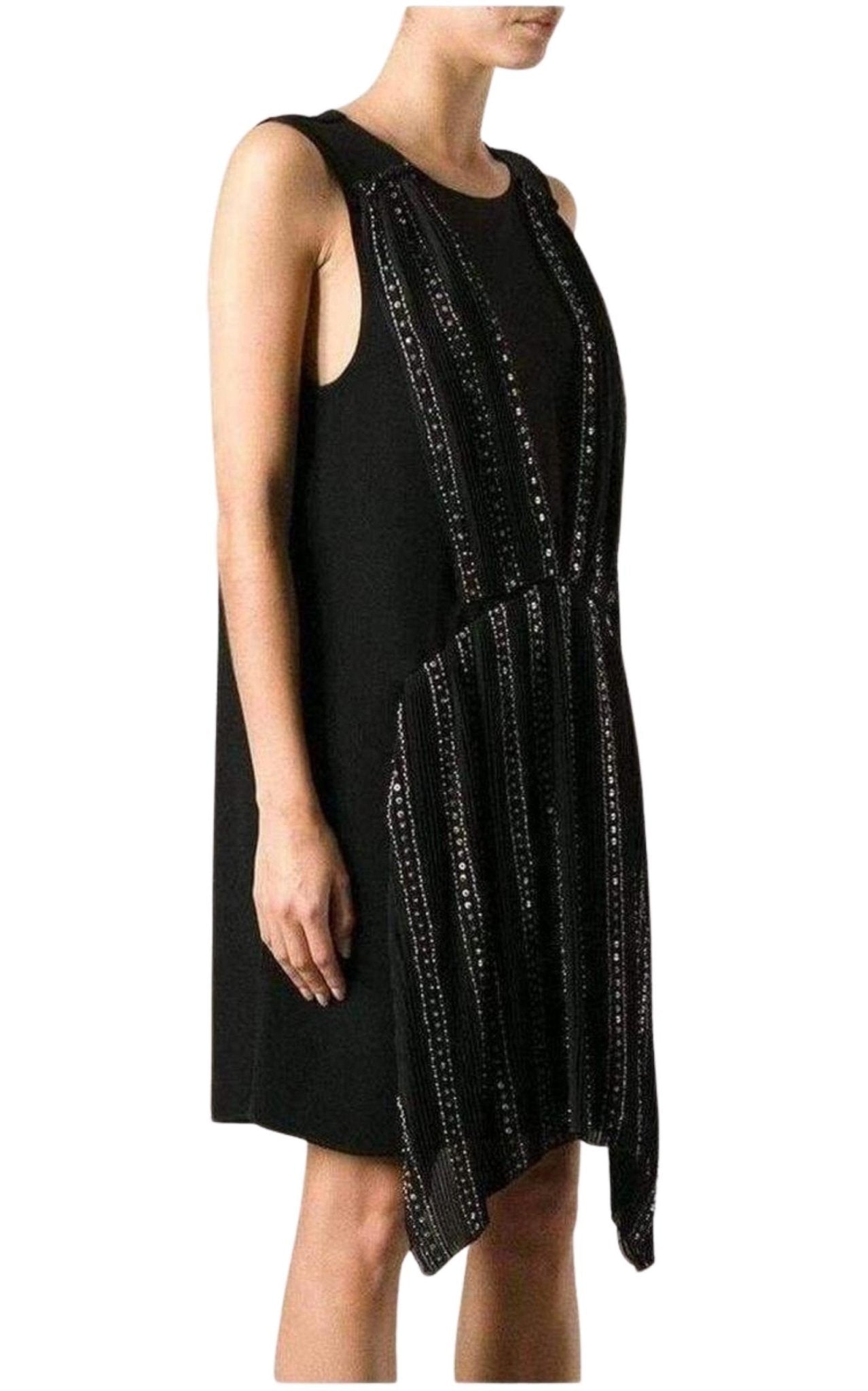 Vanessa Bruno Black Embellished Silk Cocktail Dress - Runway Catalog