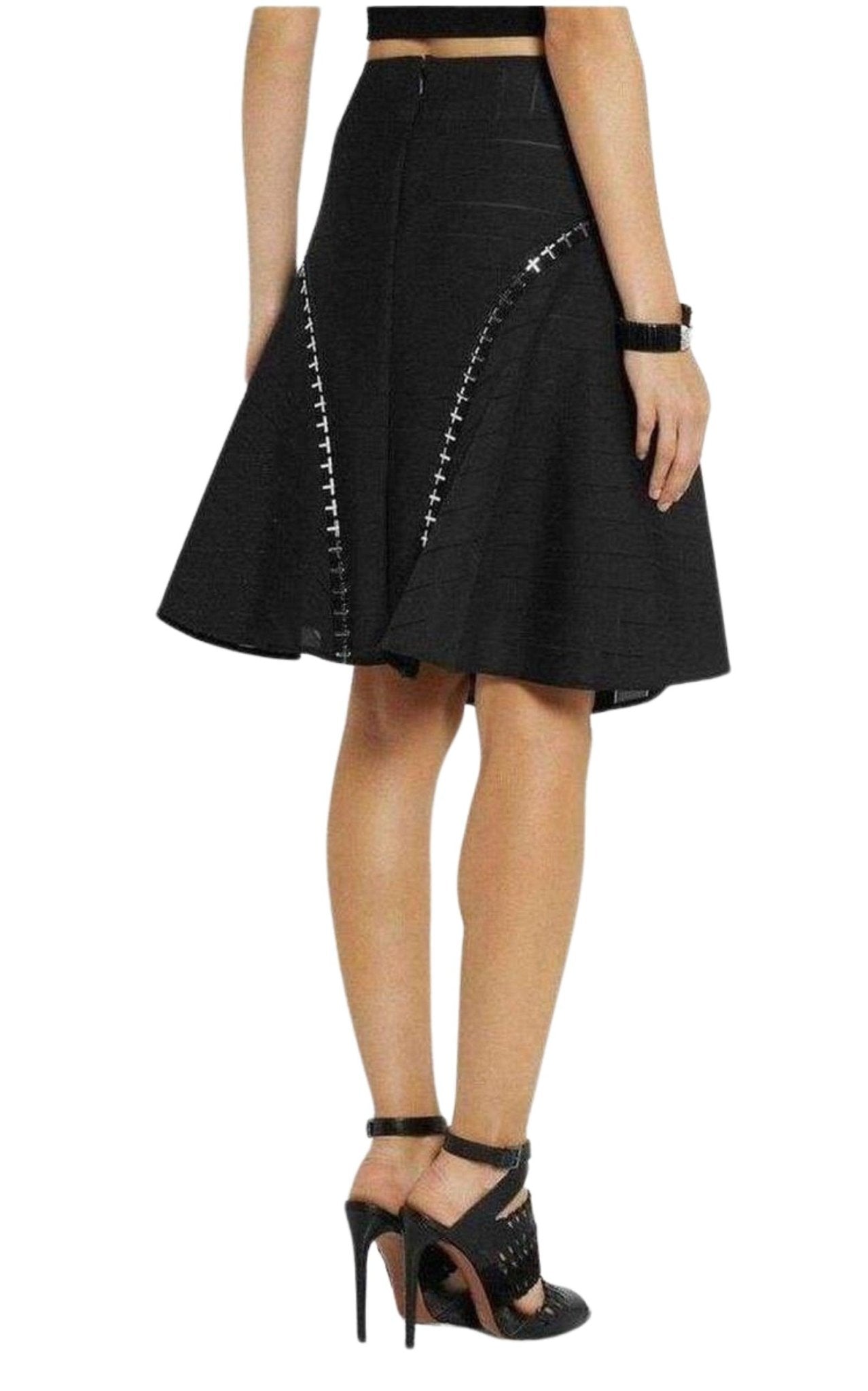 Versace Black Flared Embellished Mini Skirt - Runway Catalog