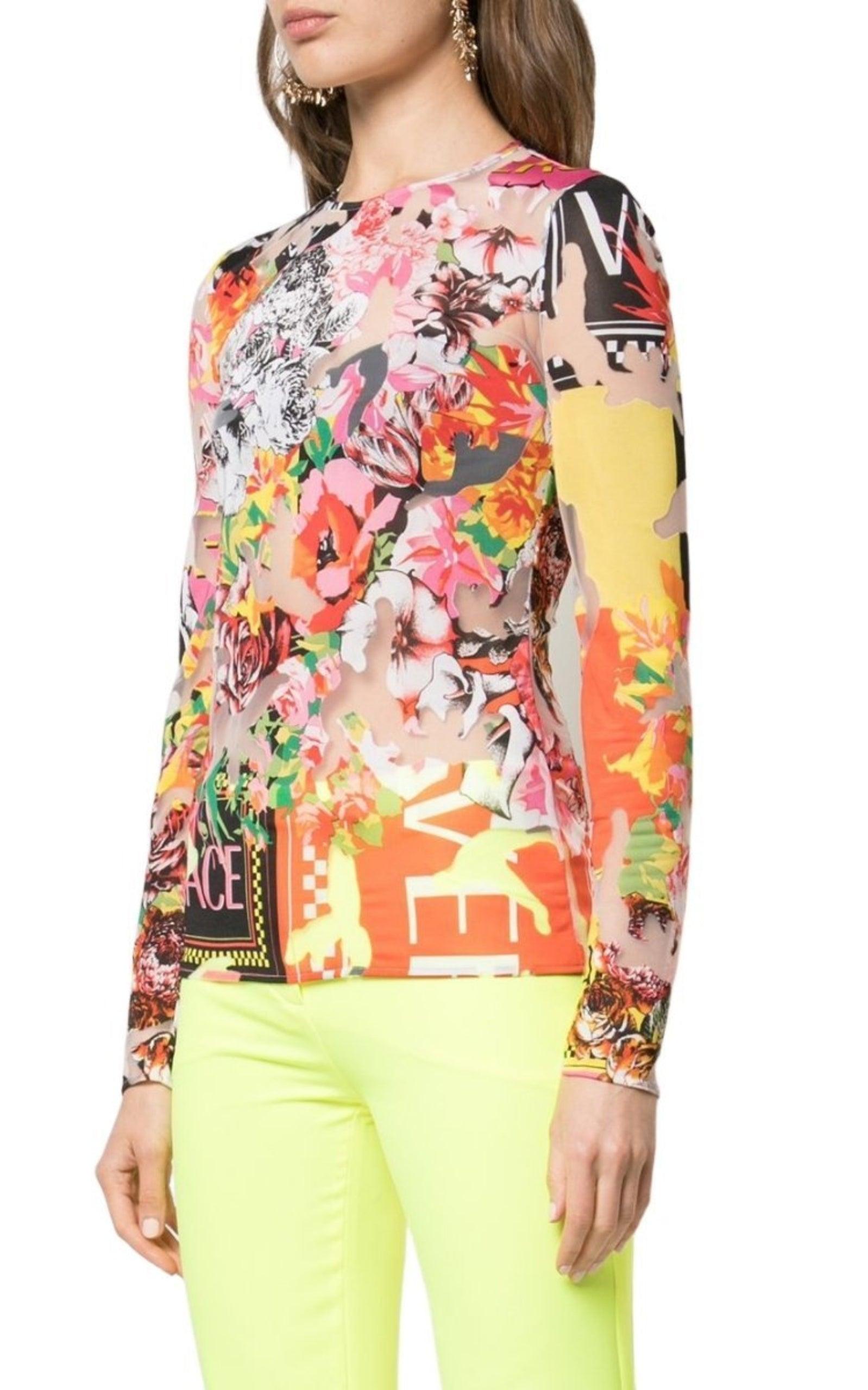 Floral Jersey Top Versace