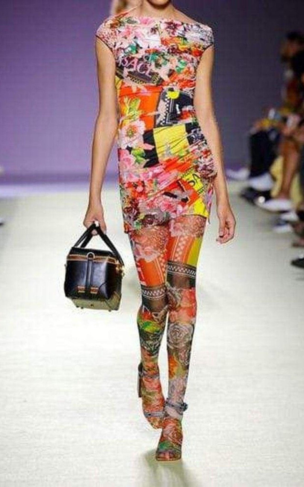 Versace Sheer Printed Stretch Tulle Leggings - Runway Catalog