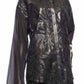 Silk Cut Out Leather Applique Shirt Versace