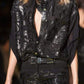 Silk Cut Out Leather Applique Shirt Versace