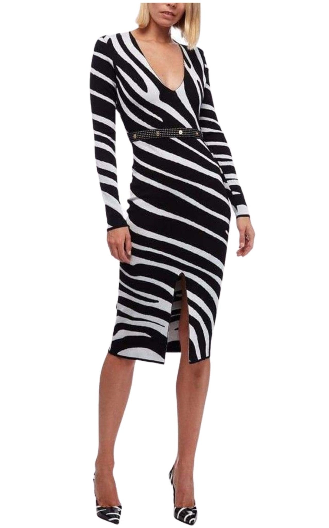 Versace Zebra Print Sweater Dress - Runway Catalog