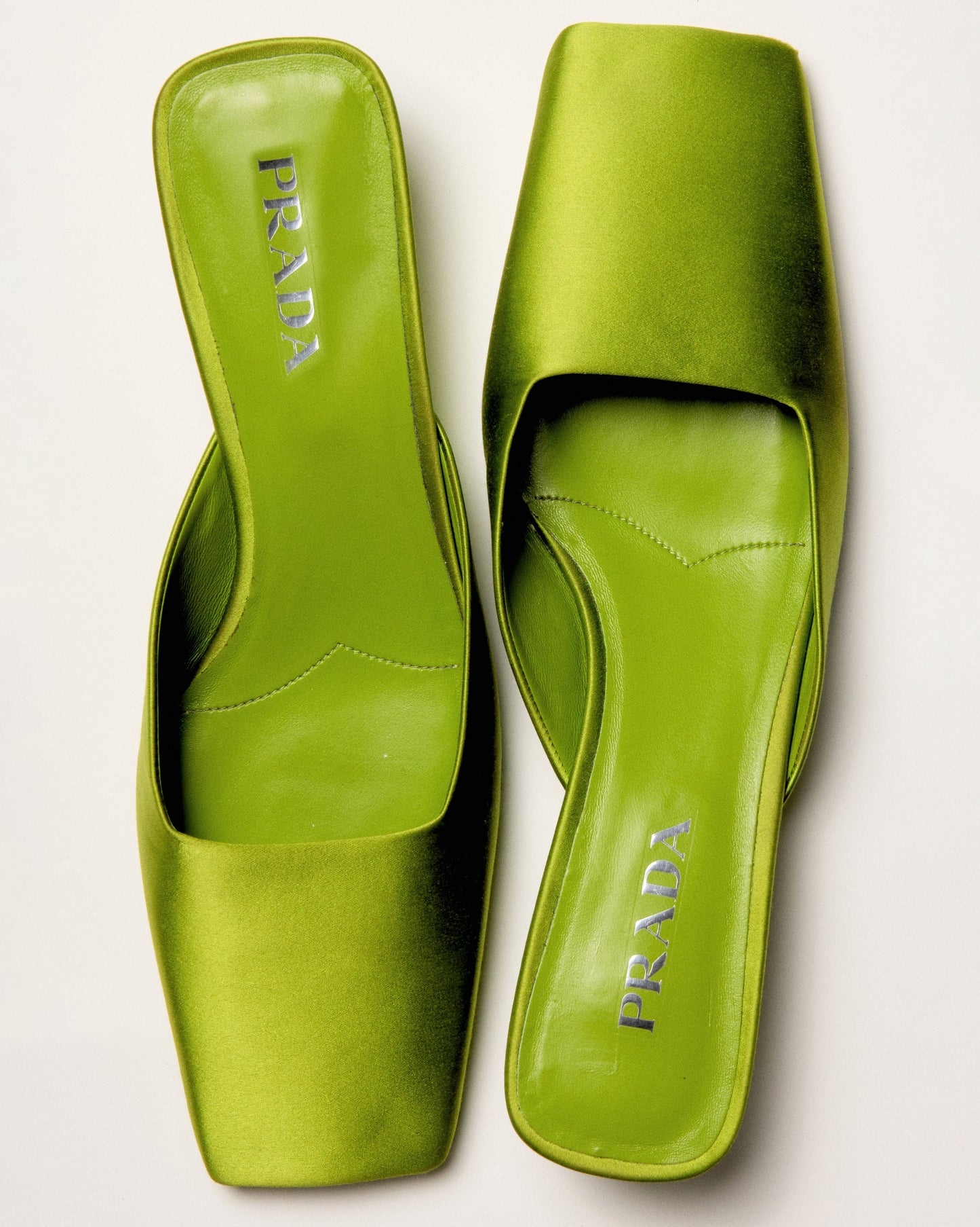 Green Satin Mules Loafers