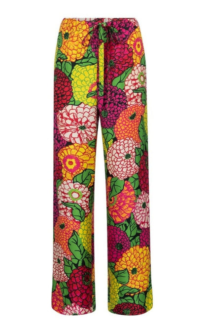  Guccix Ken Scott Floral Silk Straight Pants - Runway Catalog