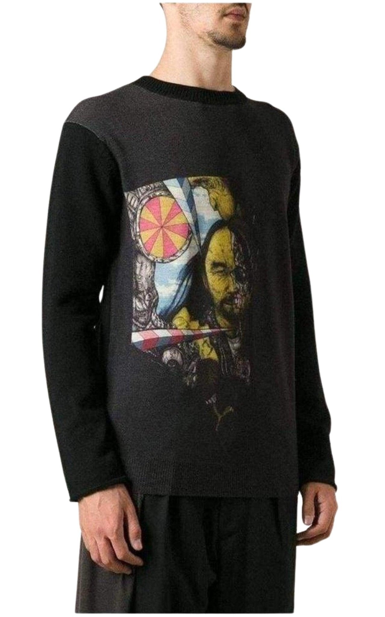 Yohji Yamamoto Portrait Print Black Sweater - Runway Catalog