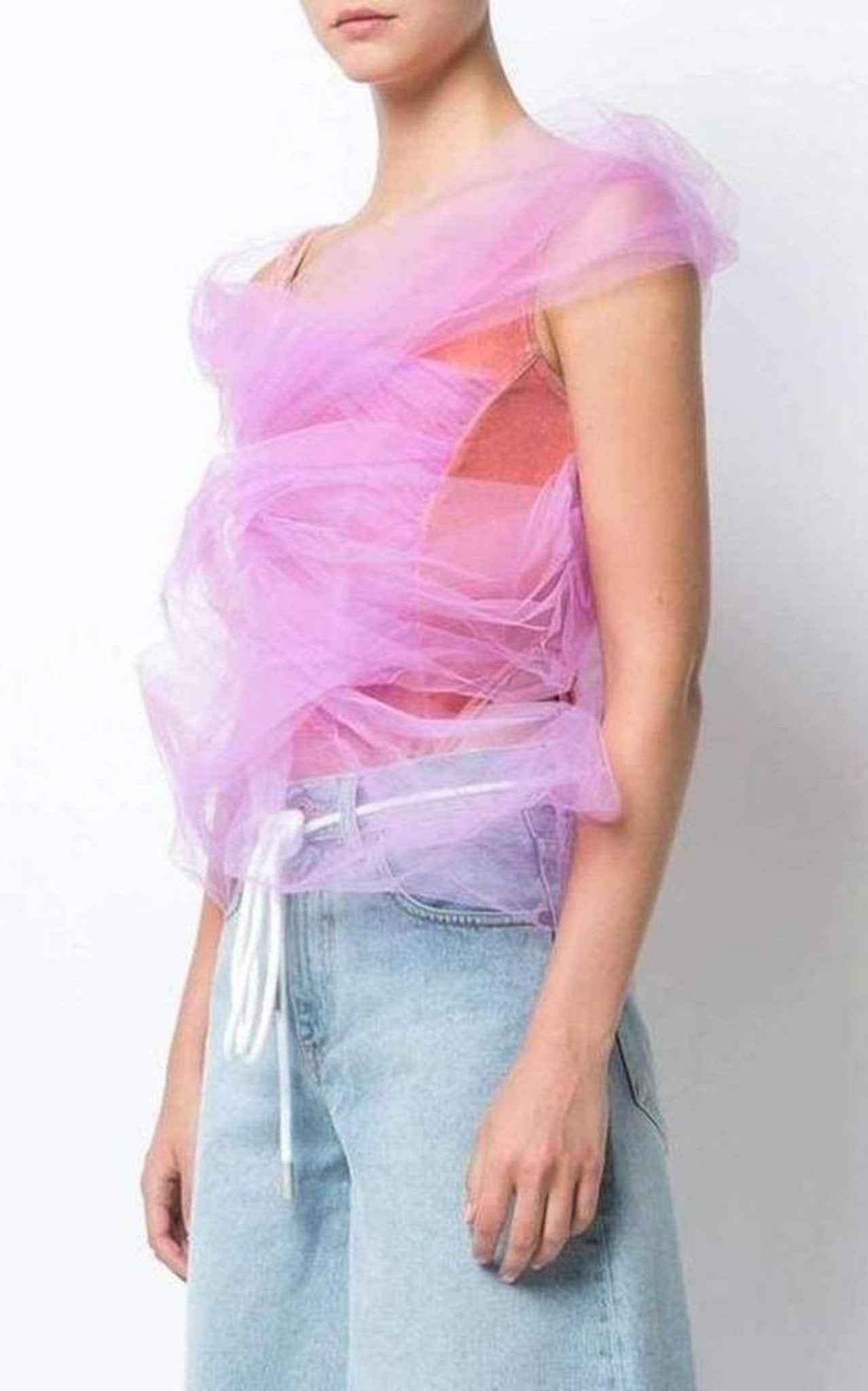 Y/Project Pink Tulle Layer Second Skin Bodysuit - Runway Catalog