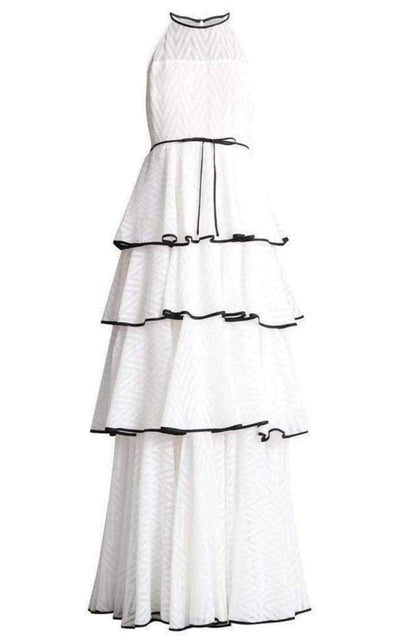 Zac Posen White Tiered Chevron Gown - Runway Catalog