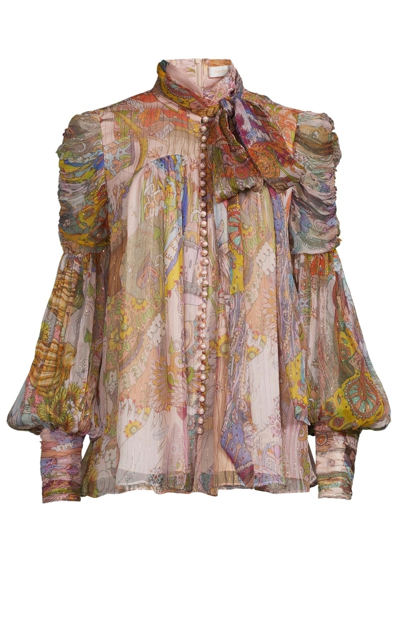 Zimmermann Kaleidoscope Silk & Lurex Shirt - Runway Catalog