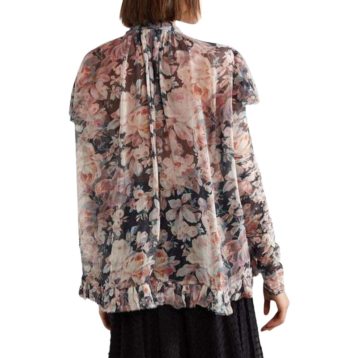 Zimmermann Tempest Frolic Ruffled Floral Print Silk Blouse - Runway Catalog